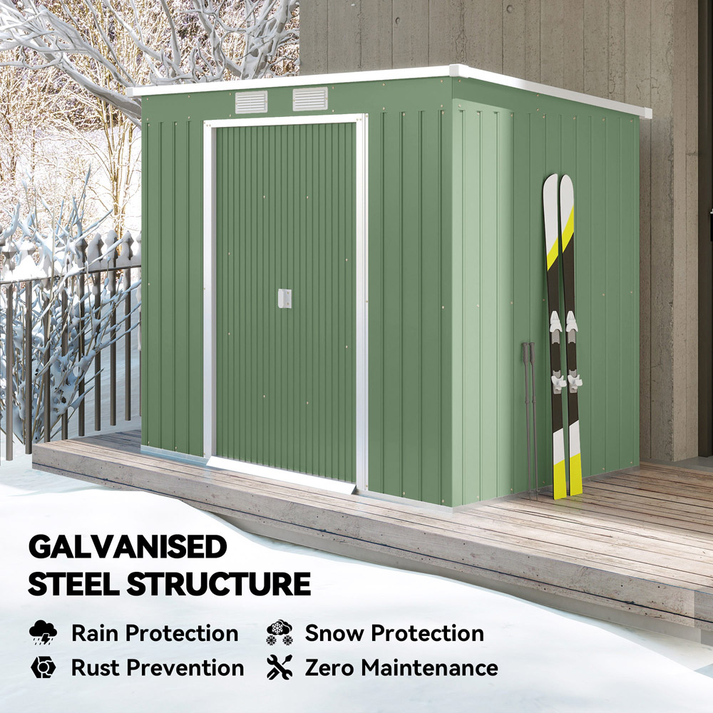 Outsunny 7 x 4ft Green Metal Pent Garden Shed Image 4