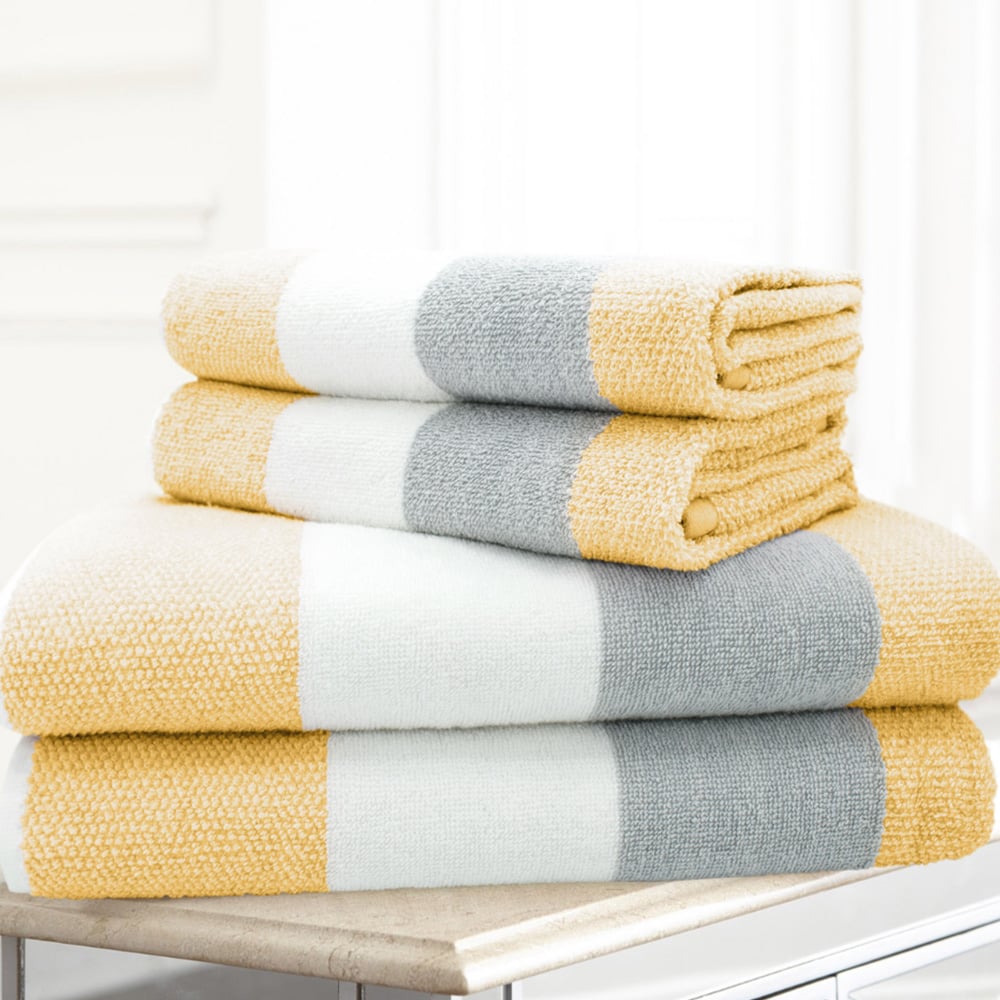 Velosso Weston Ochre Strip Bath Towel Set of 2 Image 2