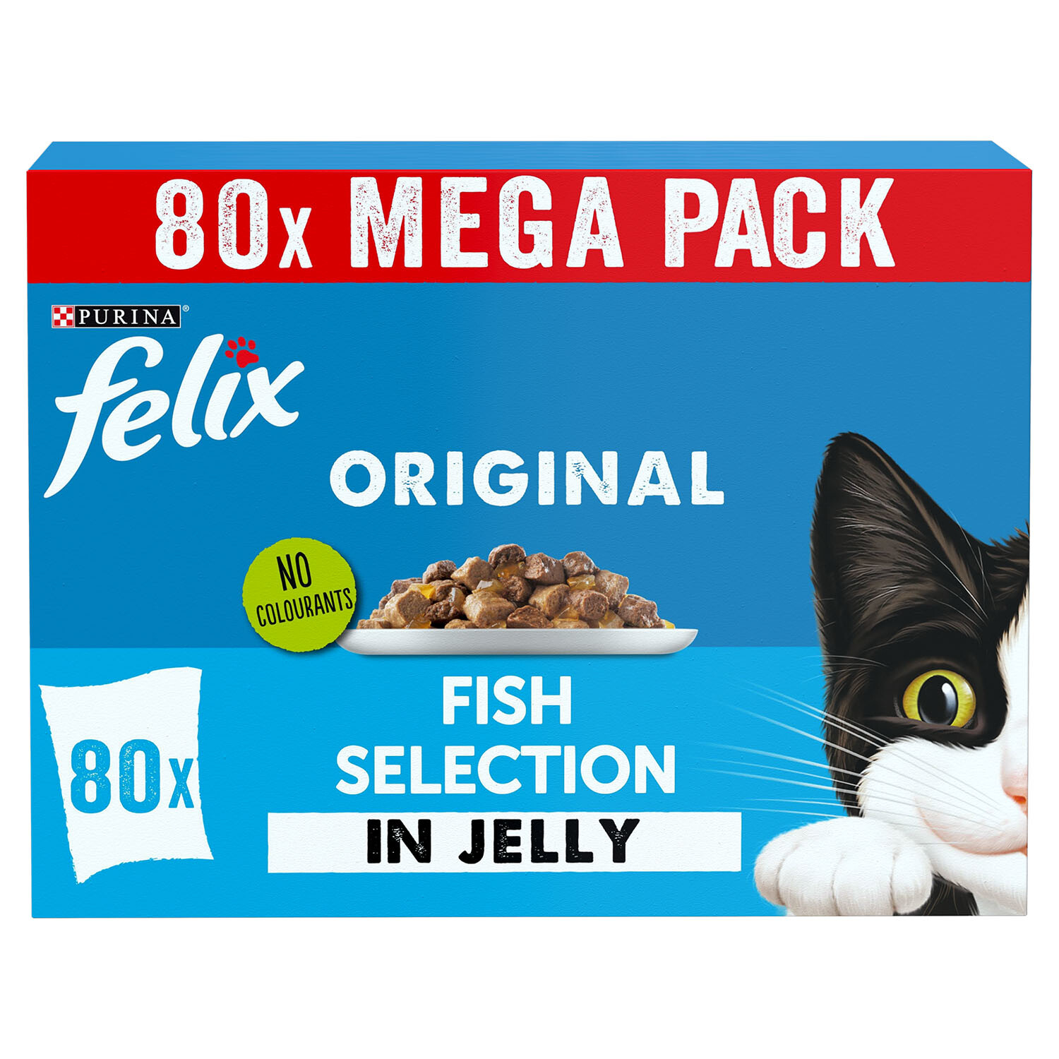 Pack of 80 Felix Fish Selection in Jelly Cat Food - Brown Image