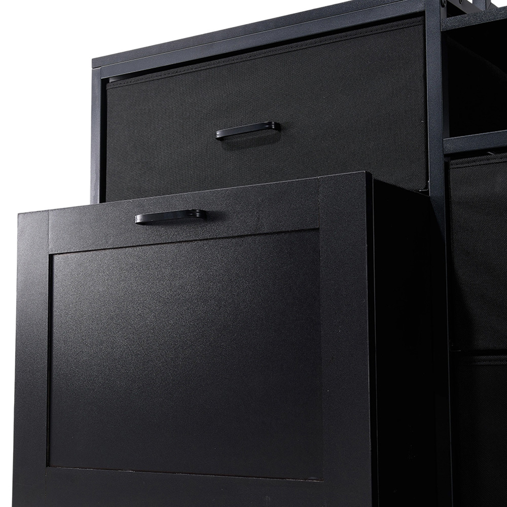 Living and Home 4 Drawer Black Mini Fridge Stand Kitchen Organiser with Wine Rack and Power Socket Image 4