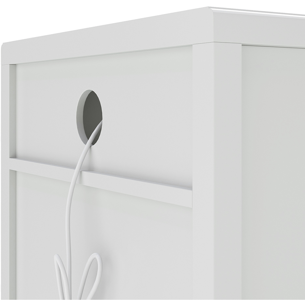 Living and Home 2 Drawer Single Shelf White Modern Bedside Table with Power Strip Set of 2 Image 6