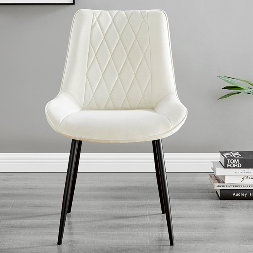 Furniturebox Lucia Cesano 6 Seater Dining Set Black Gloss and Cream Image 3