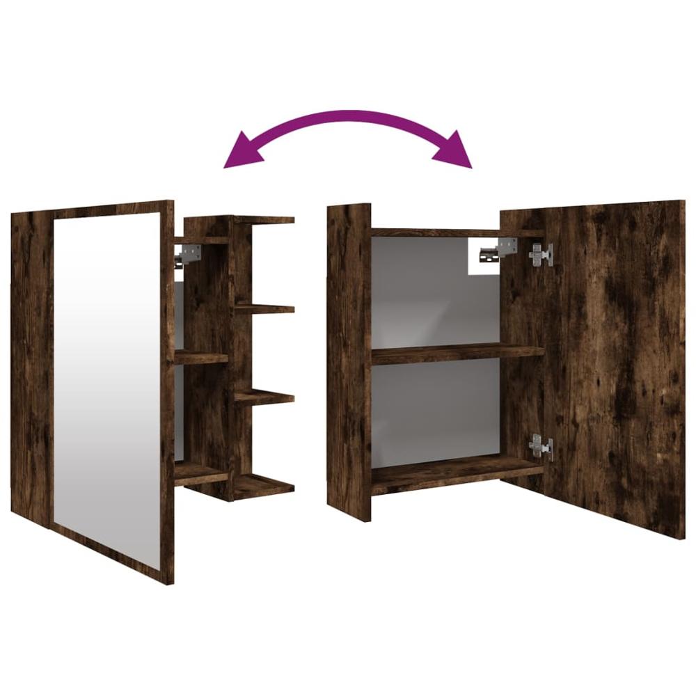 vidaXL Single Door 3 Shelf Smoked Oak Mirror Bathroom Cabinet Image 6