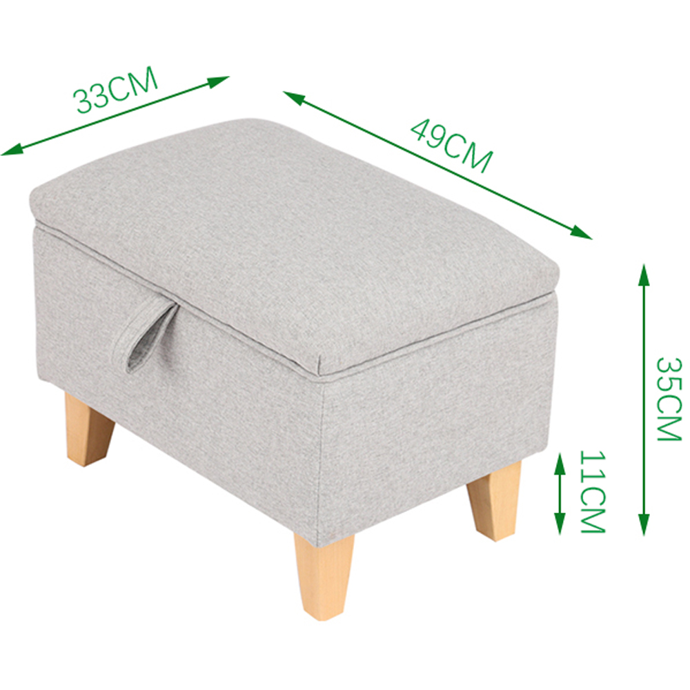 Living and Home Grey Linen Upholstered Storage Ottoman Image 9