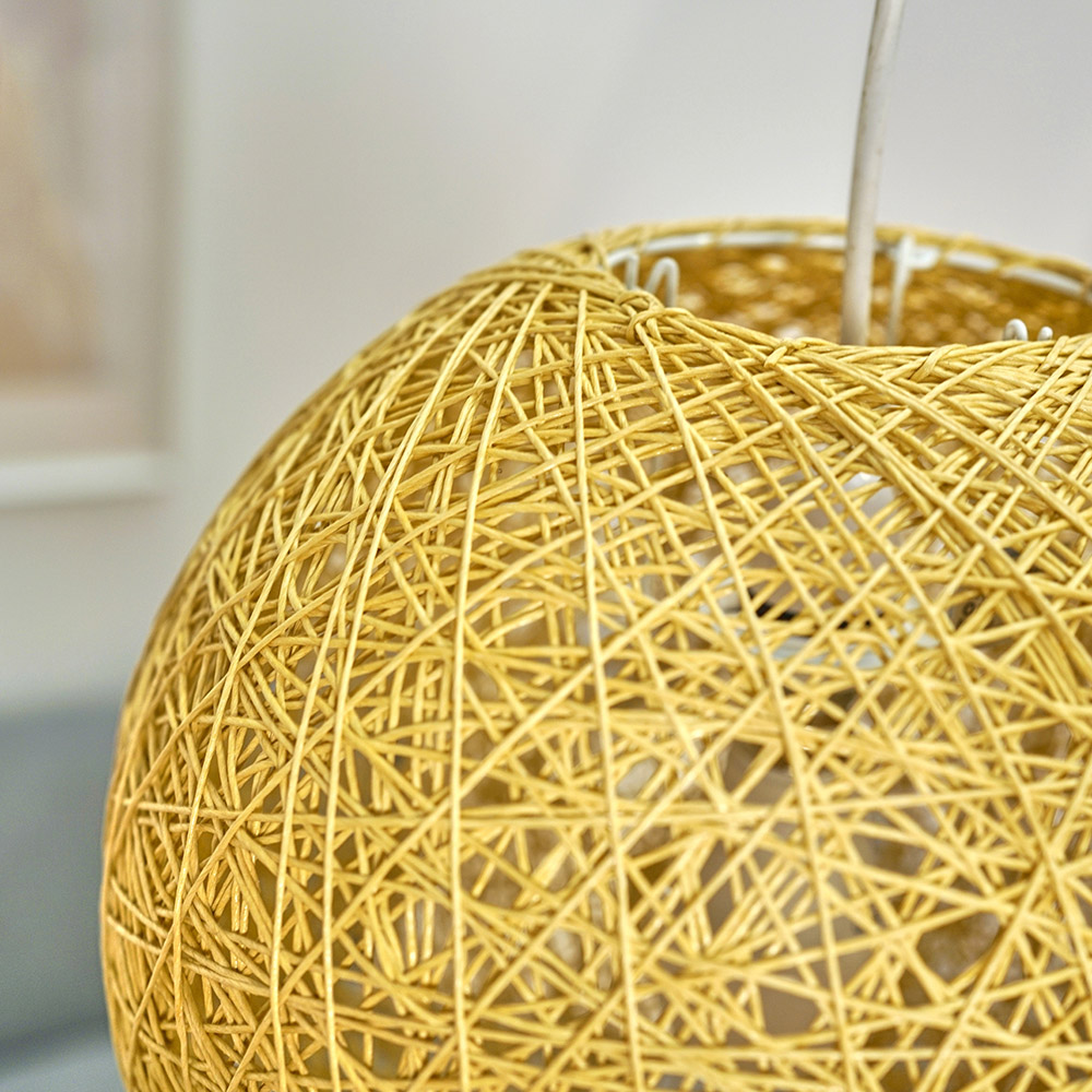 ValueLights Bjorn Cream Rattan Wicker Pendant Shade Image 4