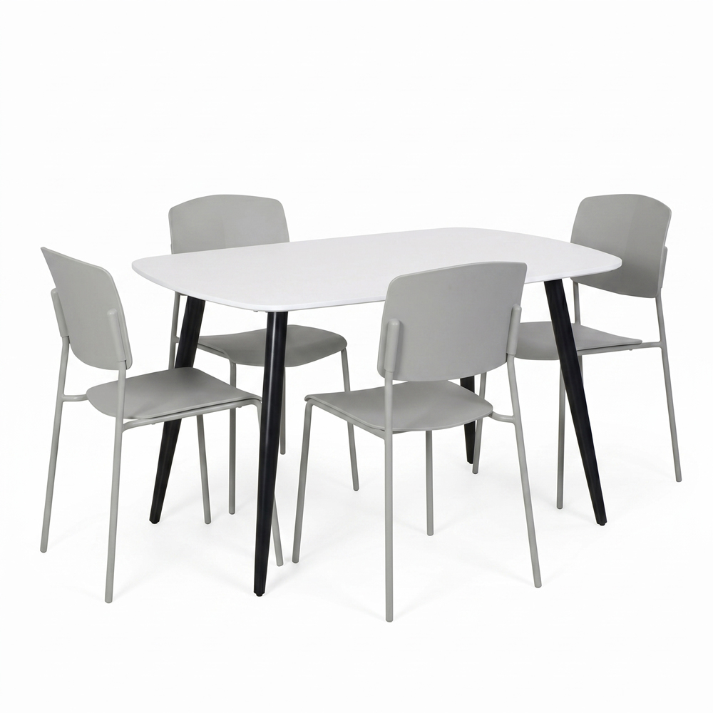 Core Products Aspen Academy 4 Seater Plastic Rectangular Dining Set White and Light Grey Image 2