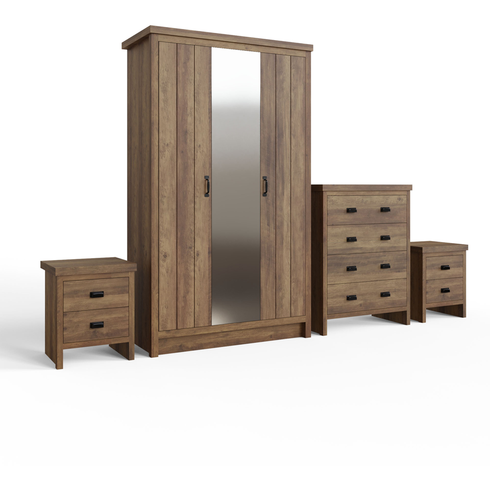 GFW Boston Knotty Oak 4 Piece Bedroom Furniture Set Image 2