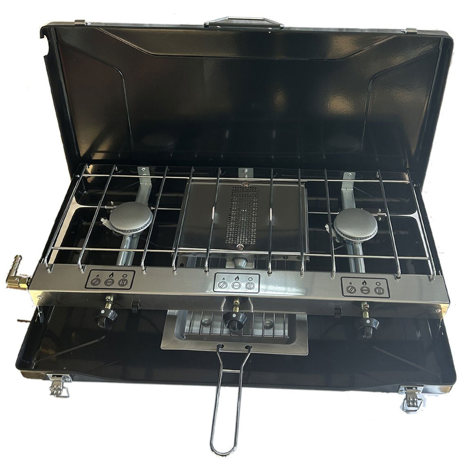 Portable Double Burner Gas Grill Black Image 4