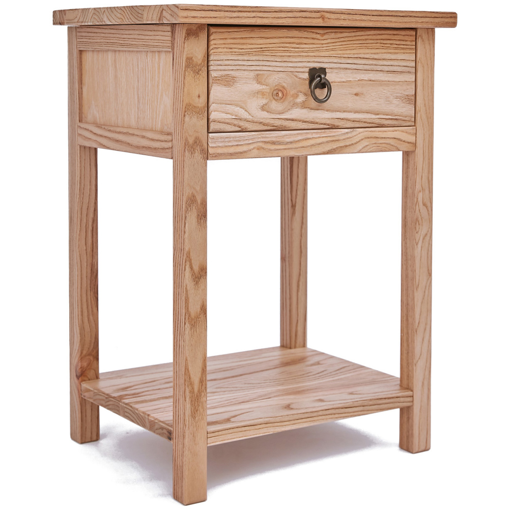 Montese Single Drawer Light Wood Bedside Table with Ring Handle Image 3