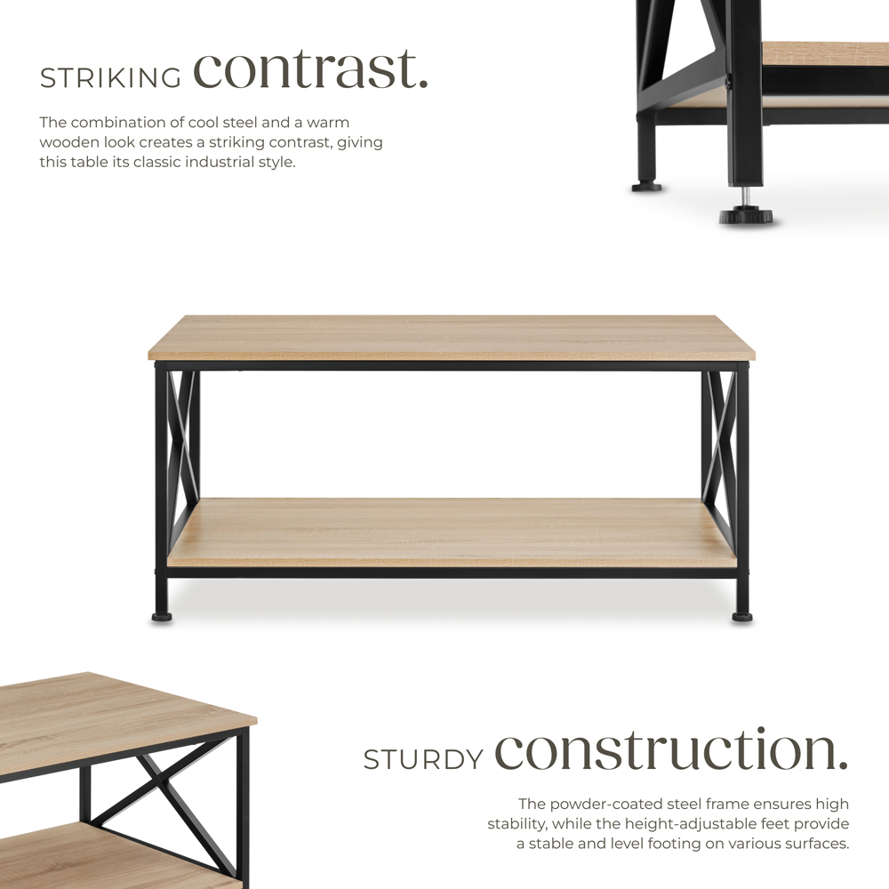 tectake Pittsburgh 2 Shelf Light Sonoma Oak Coffee Table Image 4