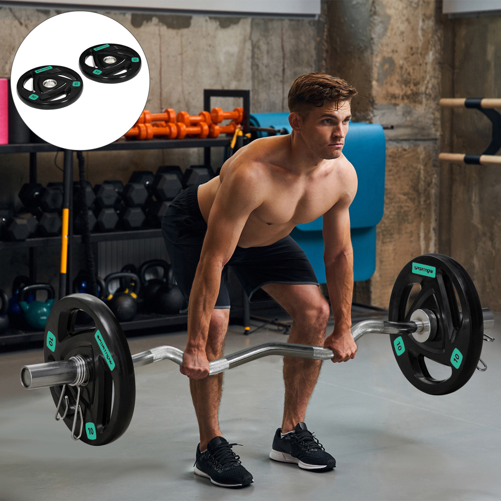 SPORTNOW Tri Grip Rubber Coated Olympic Weight Plate 10kg 2 Pack Image 3