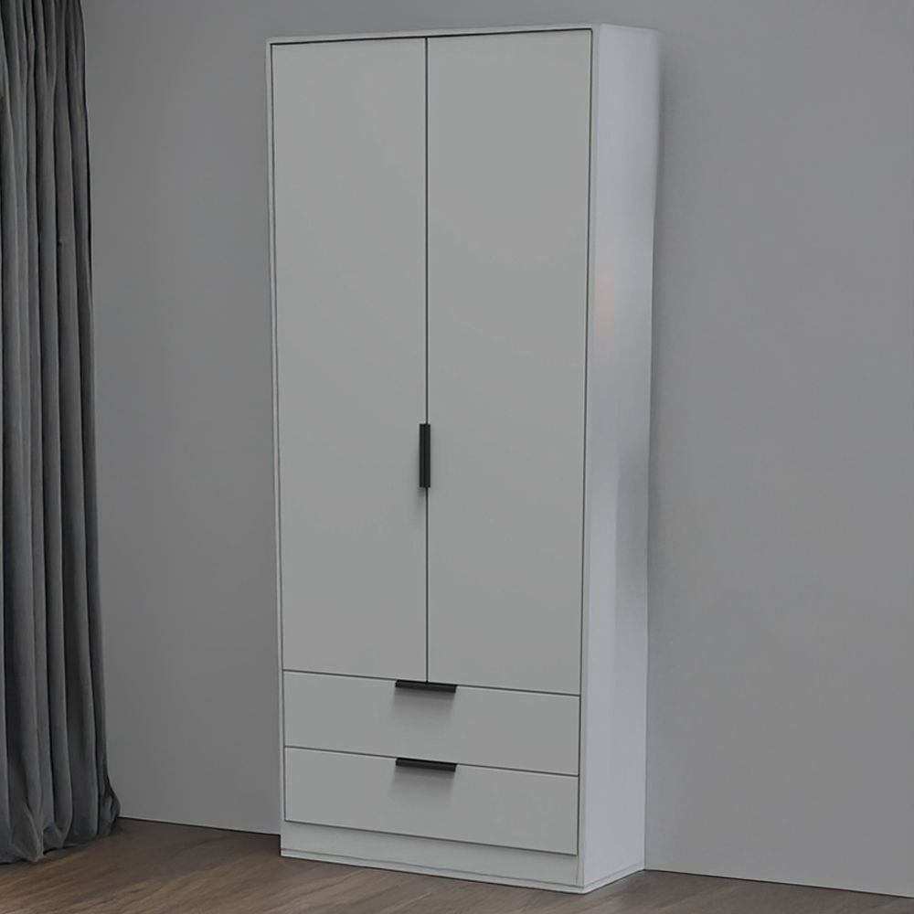 Crowndale Diego 2 Door 2 Drawer Dusk Grey Tall Wardrobe Ready Assembled Image 1