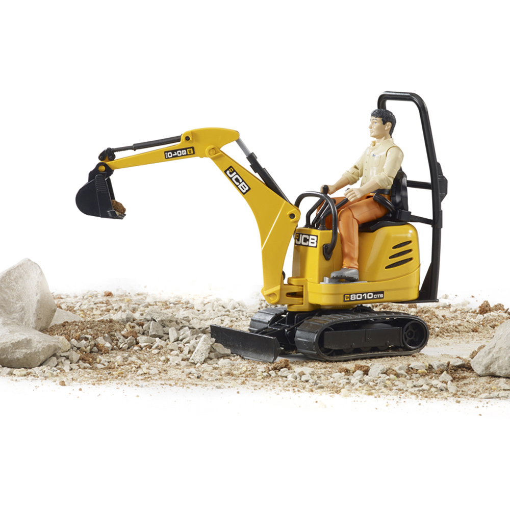 Bruder Kids bworld 8010 CTS JCB Micro Excavator and Construction Worker Playset Model Image 3