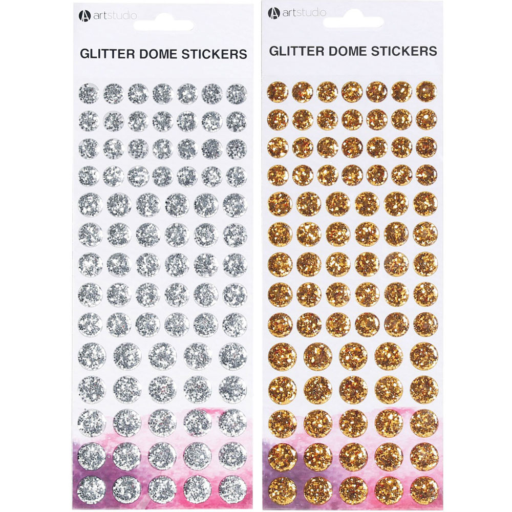 Art Studio Glitter Dome Stickers - Silver/Gold Image 1