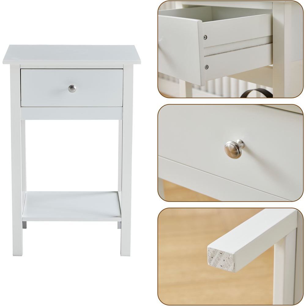 Brooklyn Arlo Single Drawer Single Shelf White Solid Wooden Bedside Table Image 5