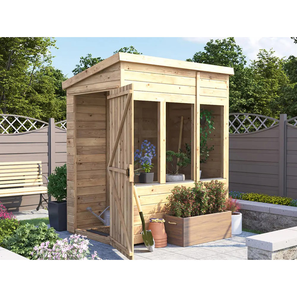 Dunster House Overlord 4 x 6ft Modular Brown Superfelt Pent Potting Shed Image 3