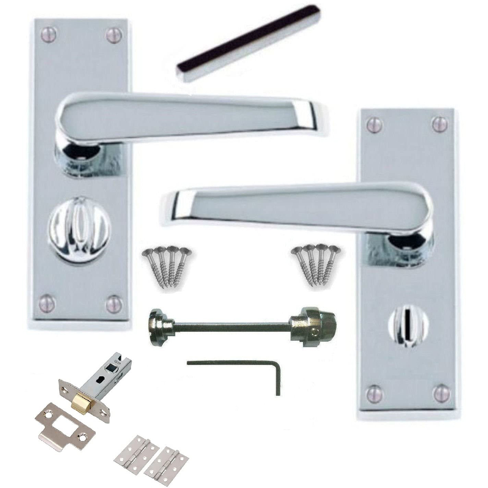 Golden Grace Polished Chrome Victorian Straight Door Handle Set Image
