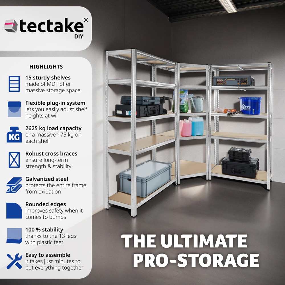 Tectake Gustav 15 Shelf Adjustable Garage Shelving Unit Image 6