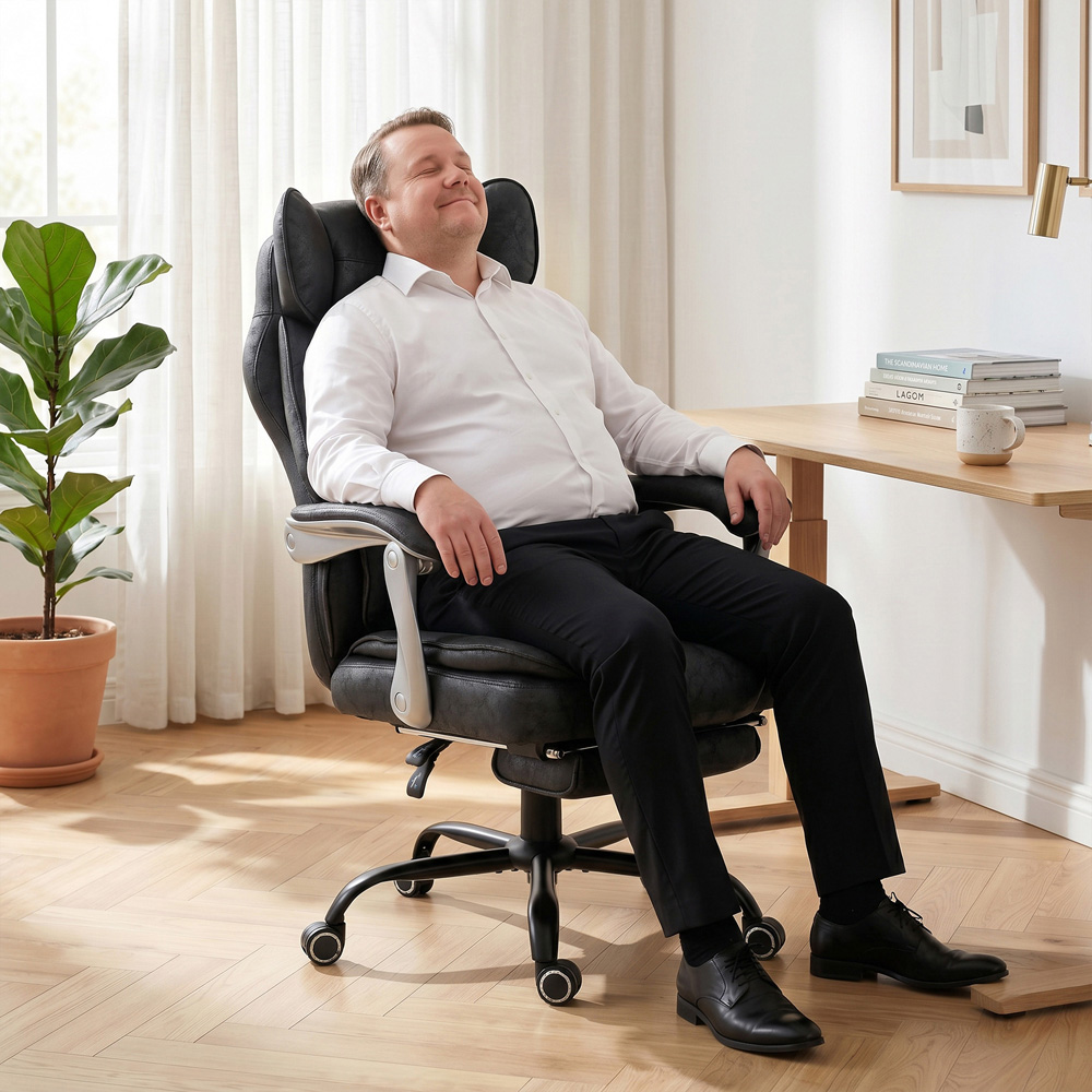 HOMCOM Black Big and Tall Office Chair with Lumbar Support Image 4