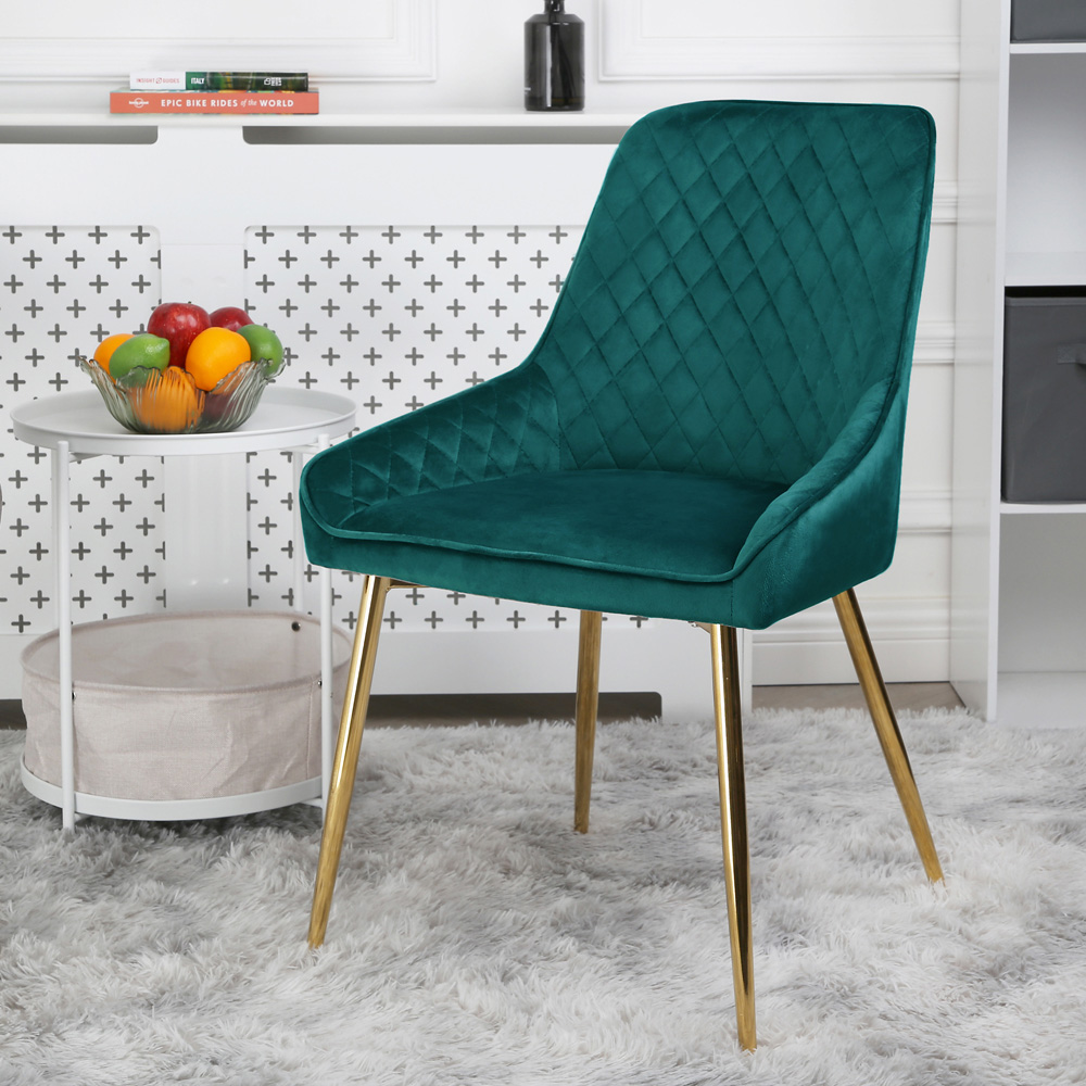Hamilton Set of 2 Green Velvet Dining Chair Image 6