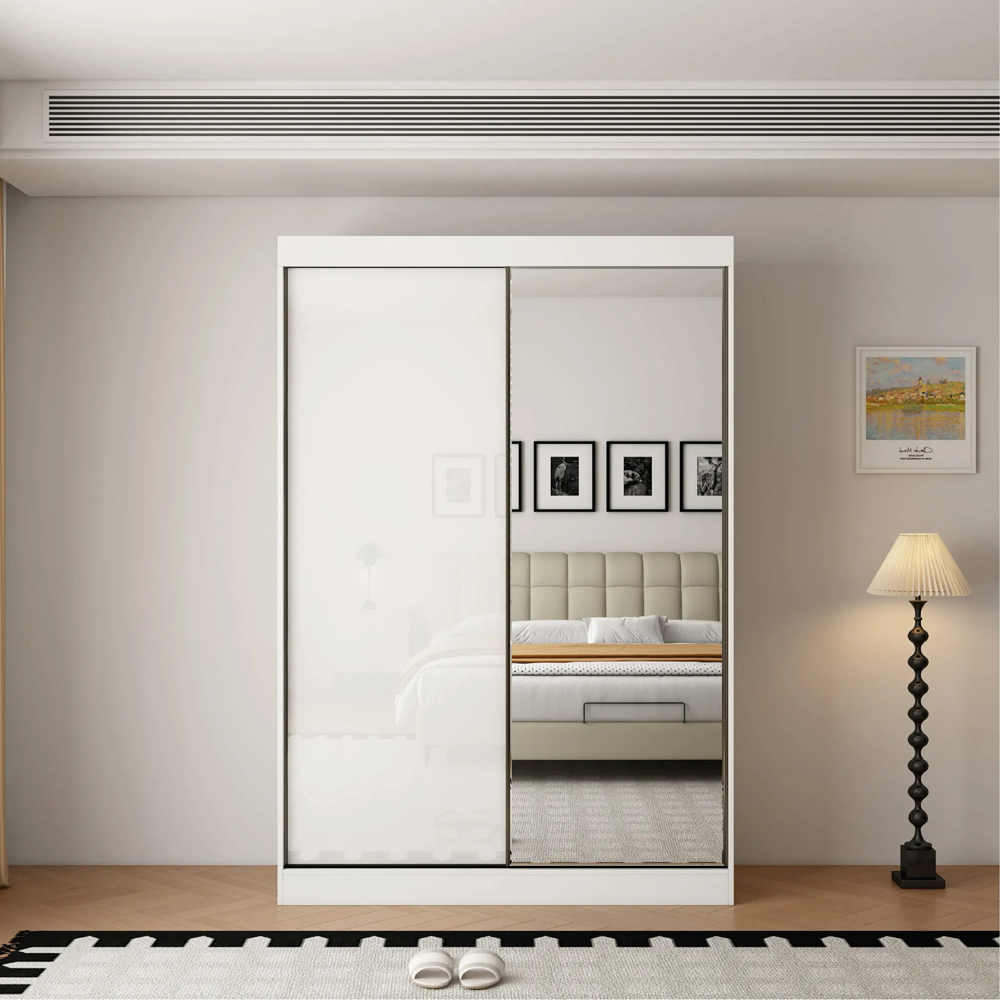 ARTESA Pacific 2 Door Gloss White Mirrored Sliding Wardrobe Image 3