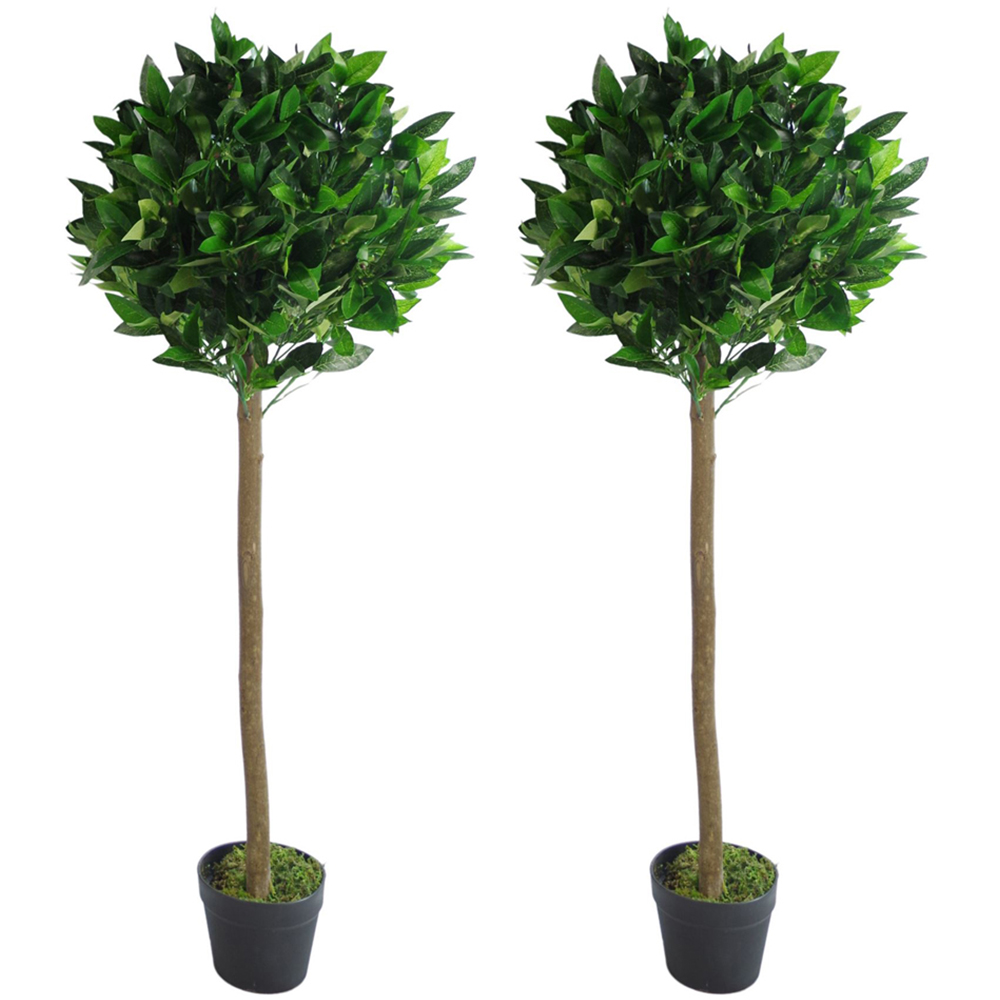 Leaf Artificial Plain Stem Bay Laurel Ball Topiary Tree 120cm 2 Pack Image 1