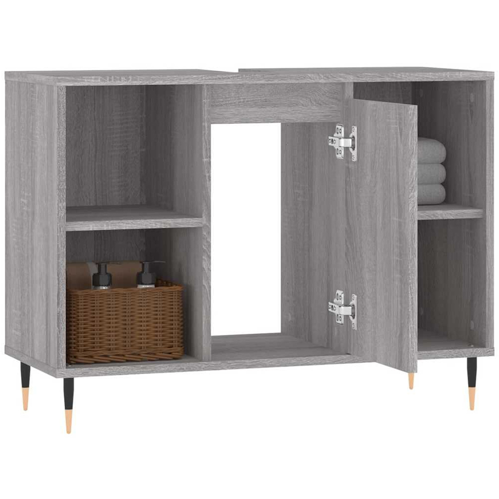 vidaXL Single Door 4 Shelf Grey Bathroom Cabinet Image 4