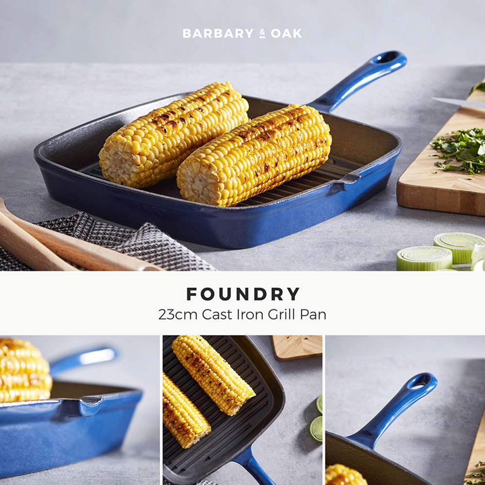 Barbary and Oak 23cm Blue Cast Iron Grill Pan Image 2