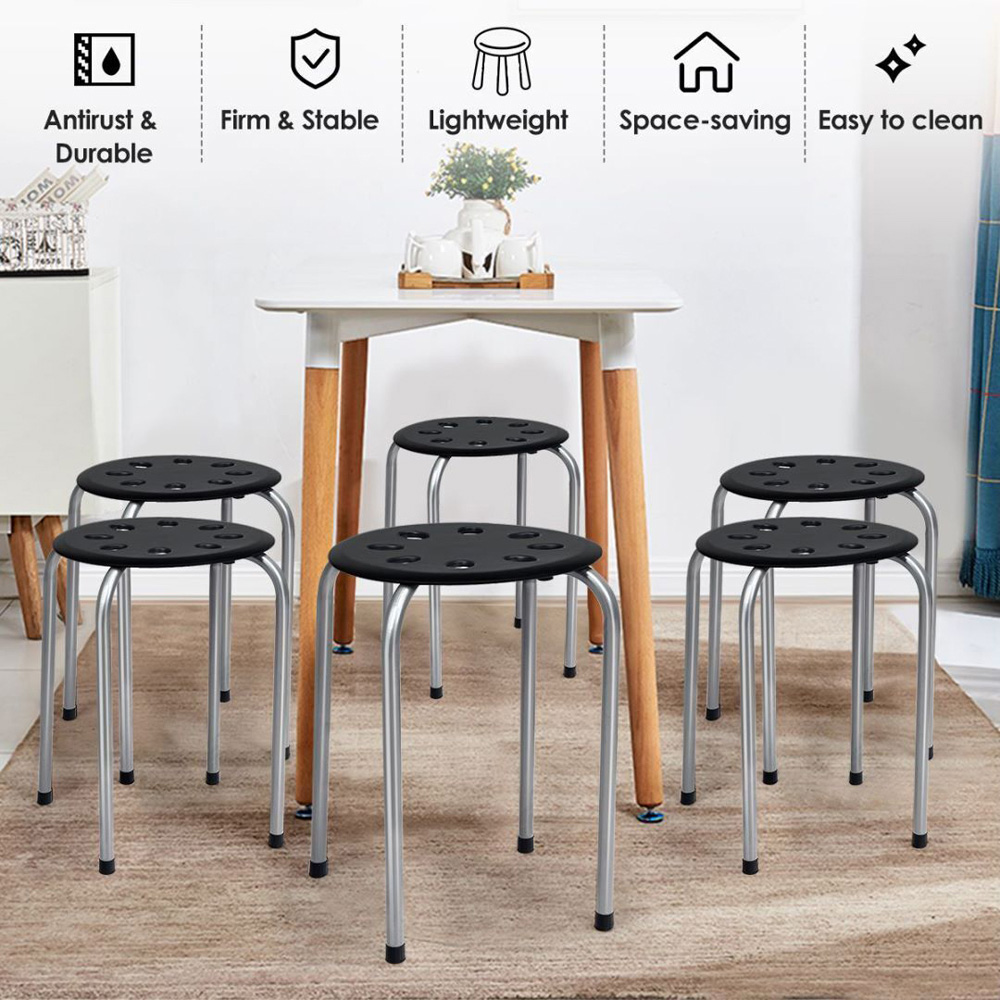 Costway Set of 6 Grey Stackable Dining Chairs Image 6