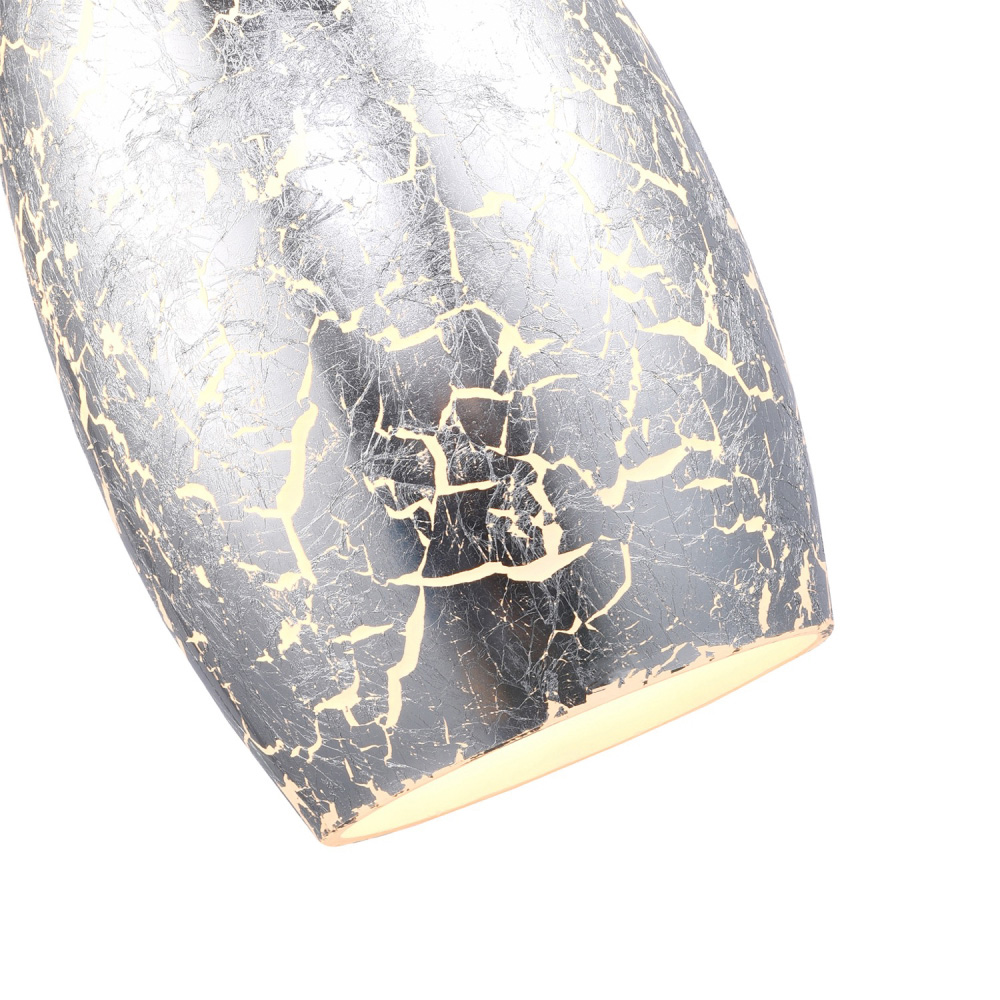 Happy Homewares Silver Foil Print Glass Curving Rectangular Body Pendant Shade Image 6