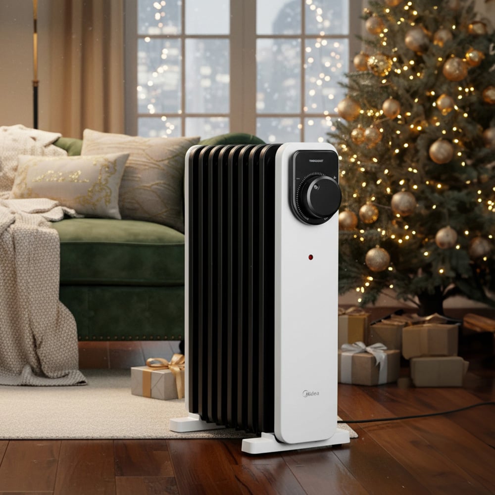 Midea Black and White Oil Radiator Heater 2200W Image 4