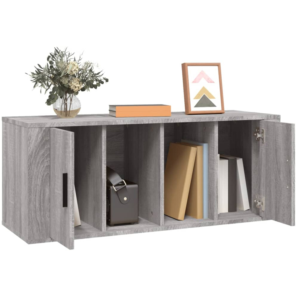 vidaXL 2 Door 2 Shelf Grey Sonoma TV Cabinet Image 3