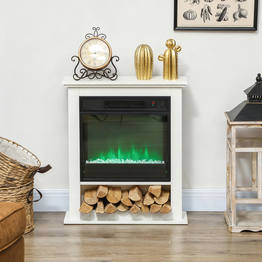 HOMCOM White Electric Fire with Remote and Timer 1800W Image 3