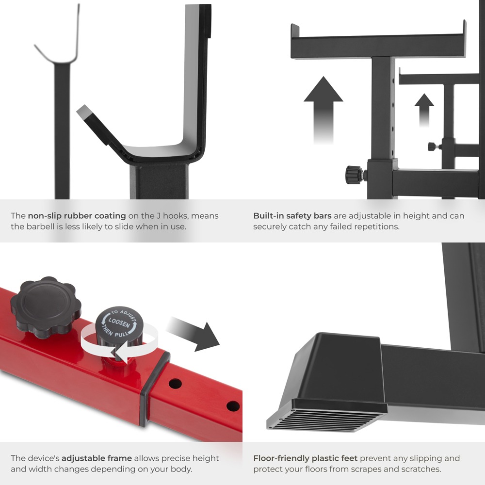 tectake Creed Adjustable Squat Rack with 2 Weight Plates Holder Image 5