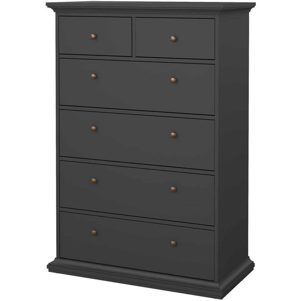 Florence Paris 6 Drawer Matt Grey Chest of Drawers Image 3