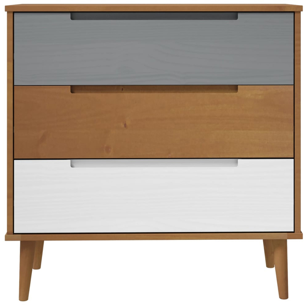 vidaXL 3 Drawer Brown Wooden Storage Cabinet Image 4
