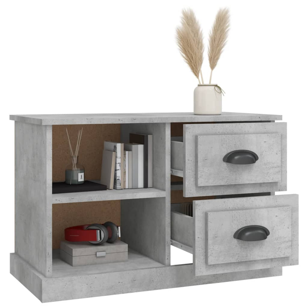 vidaXL 2 Drawer 2 Shelf Concrete Grey TV Cabinet Image 5