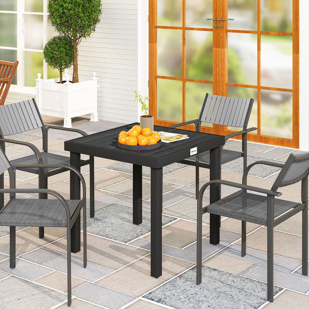 Outsunny 4 Seater Black Garden Dining Table Image 7