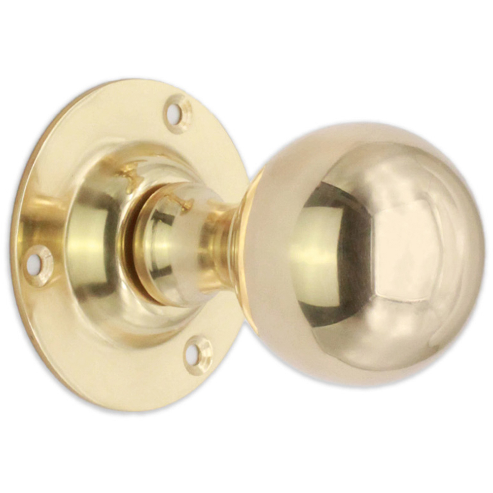 Spira Brass Polished Brass Ball Mortice Door Knob 2 Pack Image 3