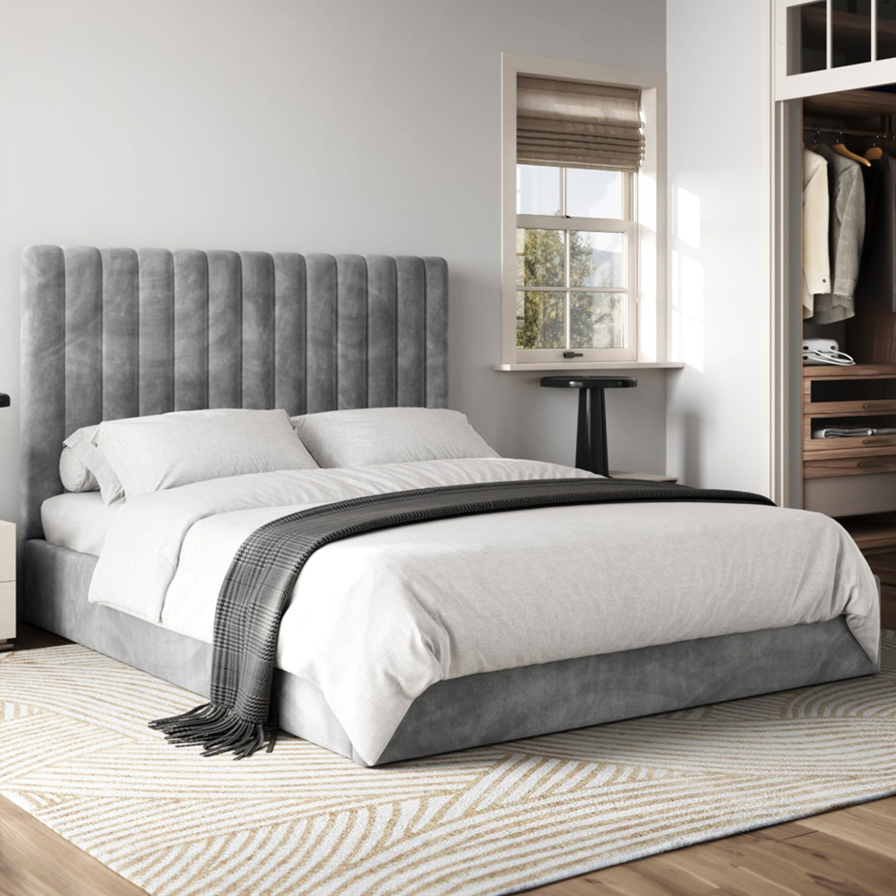 Flair Everley King Size Grey Fabric Ottoman Bed Image 1