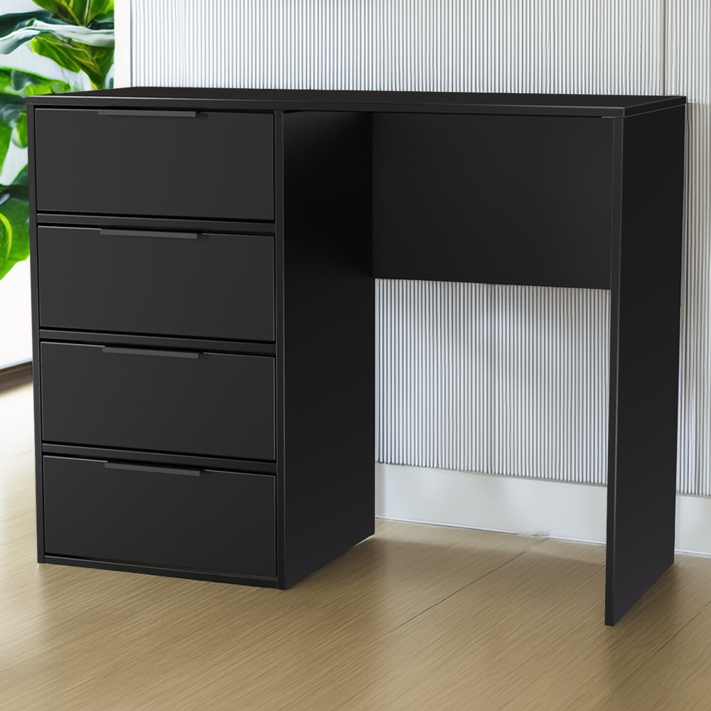 Crowndale Hong Kong 4 Drawer Matt Black Vanity Dressing Table Ready Assembled Image 1
