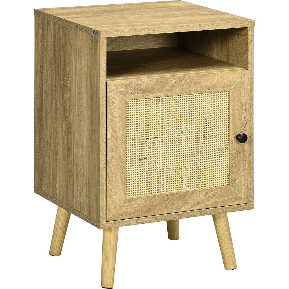 Portland Single Door Single Shelf Natural Rattan Bedside Table Image 2