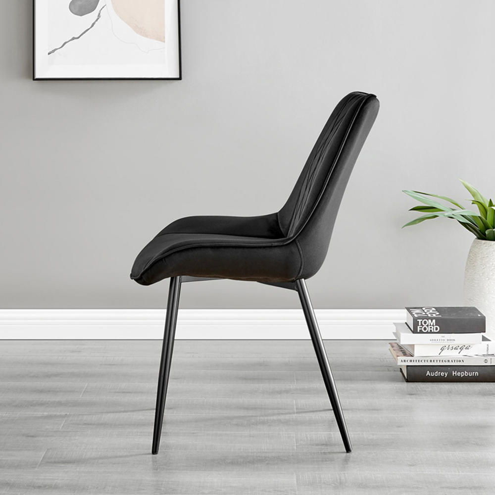 Furniturebox Molini Cesano 6 Seater Dining Set Black Gloss Image 4