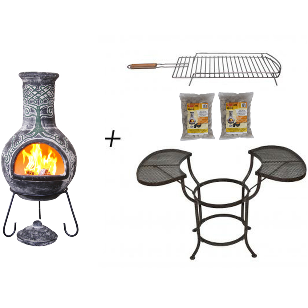 Gardeco BBO-C8D.61 Grill Lava Stones and Cradle Clay Chiminea BBQ Bundle Image 3