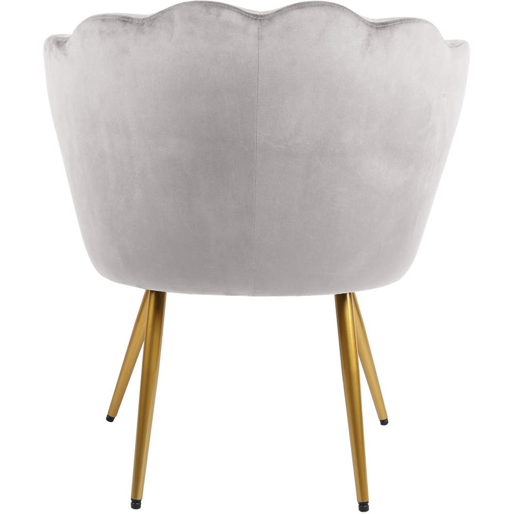 Flora Petal Back Accent Tub Chair Velvet Upholstery - Light Grey Image 5