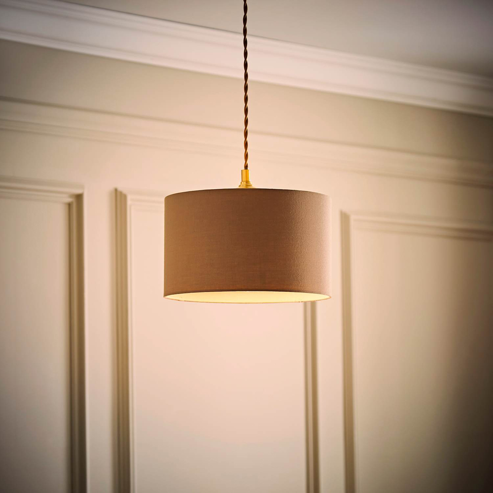 ValueLights Reni Taupe Fabric Small Drum Ceiling Lamp Shade Image 6