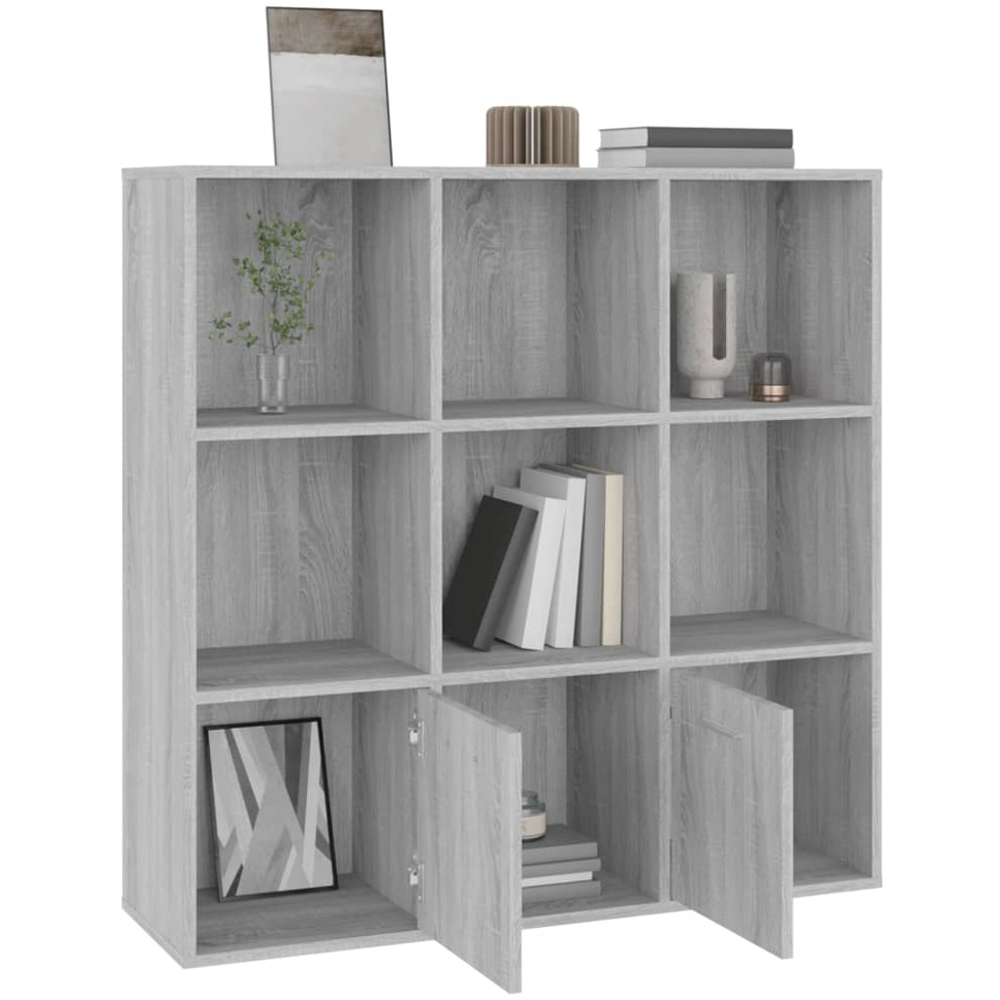 vidaXL 2 Door 7 Shelf Grey Sonoma Oak Bookcase Image 7