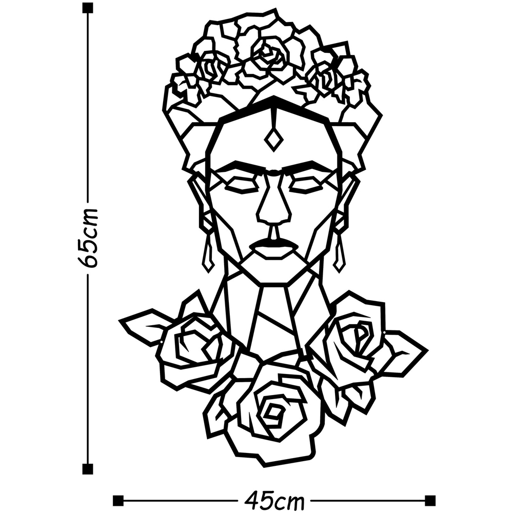 Decortie Black Metal Frida Rose Wall Art Image 4