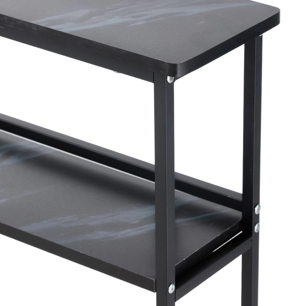 Living and Home 2-Tier Black Faux Marble Top Console Table Image 4