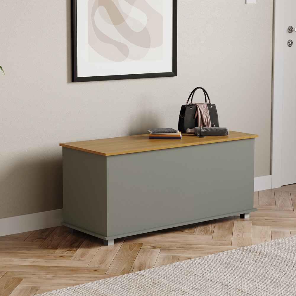 Vida Designs Arlington Grey and Oak Wooden Storage Ottoman Image 5